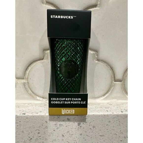 Starbucks 2024 Wicked Emerald City Cold Cup Keychain - Green Limited Edition NEW - Picture 1 of 3
